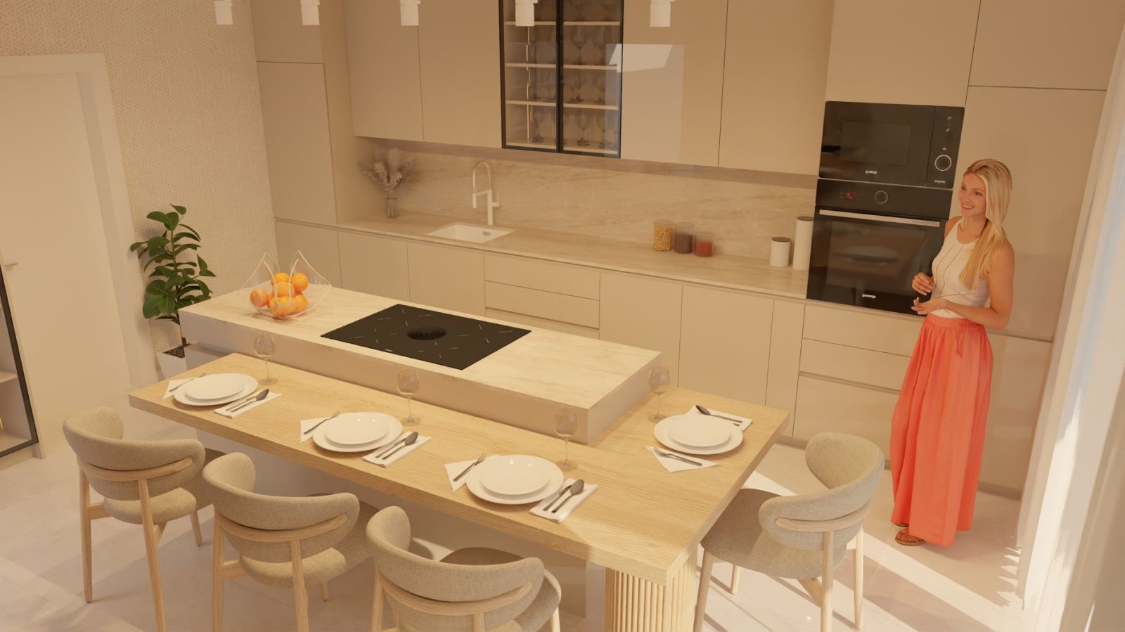 Render — kuhinja sa ostrvom